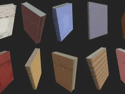 Old Books PBR pack Low-poly 3D model