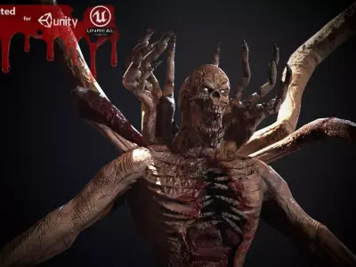 Mutant2 demon with long claws Low-poly 3D model