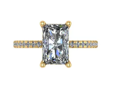 Radiant shape halo ring with pave setting along the shank 3D print model