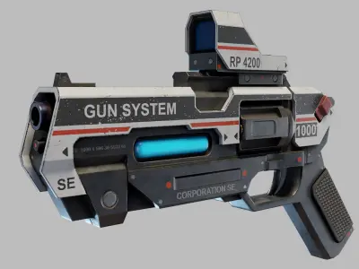 Sci Fi Revolver Low-poly 3D model