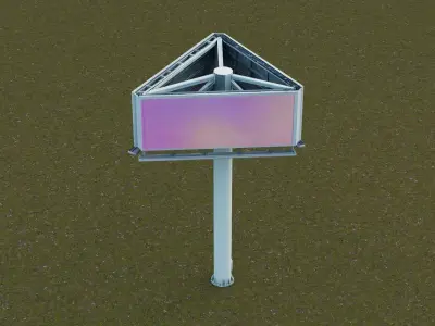 Triangular Billboard structure Low-poly 3D model