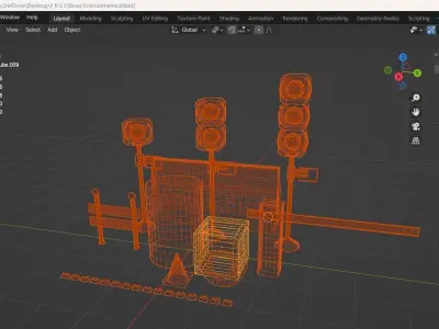 Road Environments Low-poly 3D model