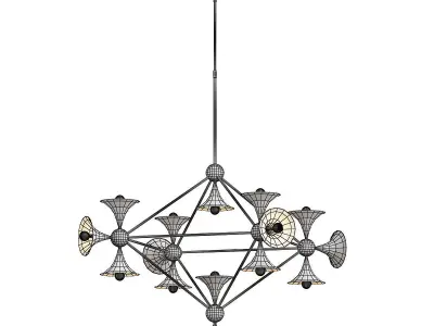 diamond modern brass chandelier with five lights 3D model