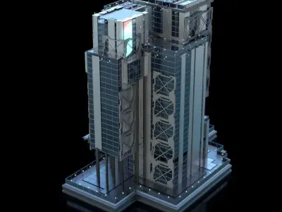 Futuristic Future Modern City Building Skyscraper 11 3D model