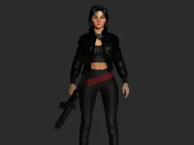 AAA 3D REALISTIC CHARACTER - BEAUTIFUL WOMAN GUN SHOOTER Low-poly 3D model