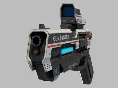 Sci Fi Revolver Low-poly 3D model