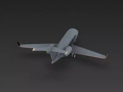 Luxury Matte Black Private Jet 3D Model Low-poly 3D model