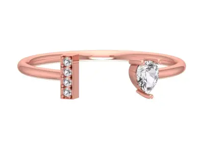 Solitaire Women Pear Stone Band Ring 3D print model