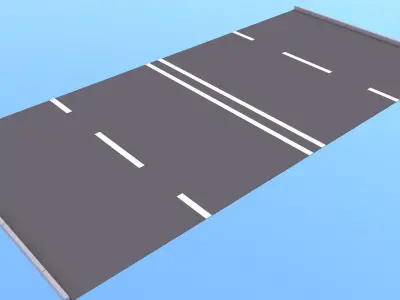 Cartoon roads elements Low-poly 3D model