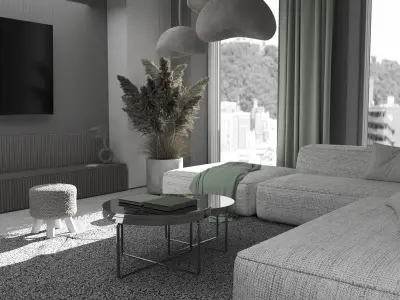 living room Low-poly 3D model 17