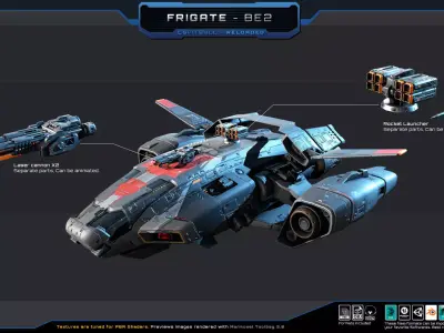 Frigate BE2 Spacecraft Low-poly 3D model