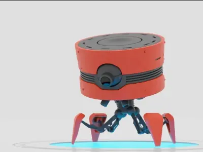 spy robot rigged - animated 3D model