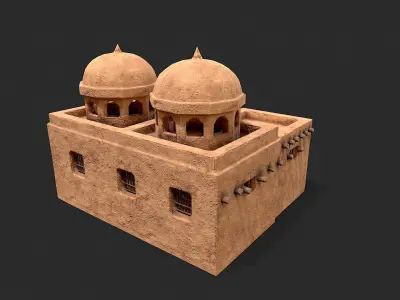 Clay Desert Egypt Village House 4 Low-poly 3D model