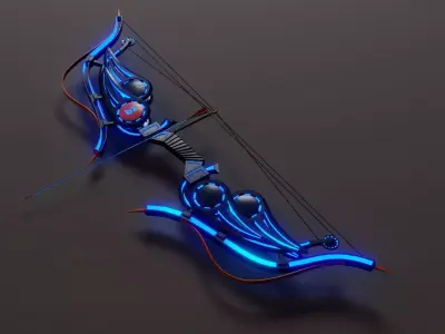 Sci-fi bow with arrow Low-poly 3D model