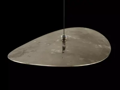 Modern Minimalist Pendant Lamp with Metal Disc Shade Low-poly 3D model