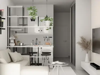 Minimalistic Tiny Space Interior Design 3D model