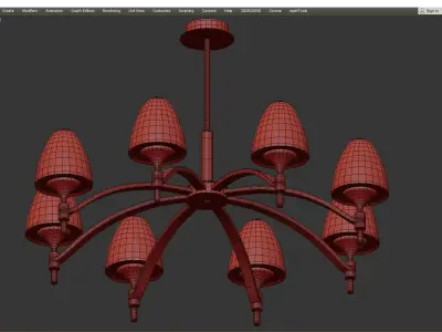NANSY chandelier with six lights in brass and glass Low-poly 3D model