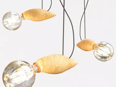Wooden Rockets  Unique Creative Pendant Light 3D model