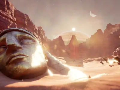 Alien Sandstorm Desert Planet - Egyptian Temple Ruins UE4 Low-poly 3D model