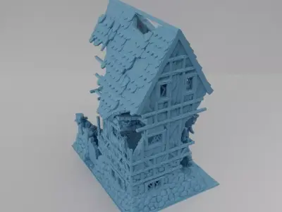 Ruined House Tabletop Terrain 25 mm 3D print model