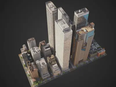 Realistic City District H9-A14 MAYA Low-poly 3D model purchase