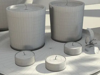 Decorative Set of Flowers 3D model