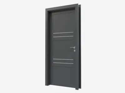 Modern Wooden Interior Door with Furniture 006 3D model