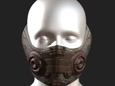Gas mask respirator scifi futuristic 3d model  Low-poly 3D model 6