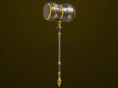 Sci Fi Battle Hammer 03 All PBR Unity UE Textures Included Low-poly 3D model