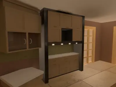 Kitchen with cabinets and appliances 3D model