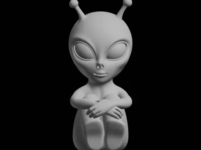 Cute Alien Figure Sci Fi Character 3D print model
