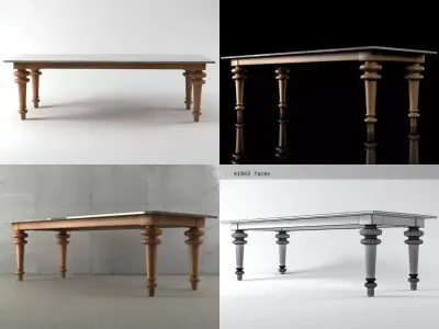 Gray four different tables with different legs 3D model