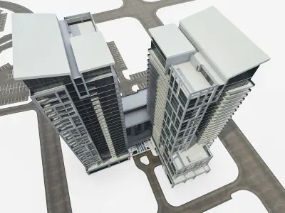 Residential Tower Complex 02 Low-poly 3D model