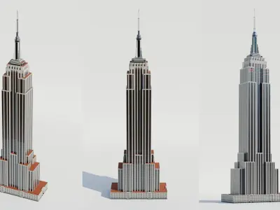 NYC Old Tall Skyscrapers Low-poly 3D model