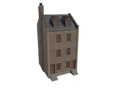 The facade of the house empty inside  Low poly textured Low-poly 3D model