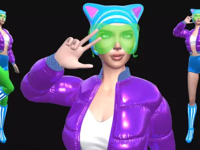 Sci-Fi Cat Girl Low-poly 3D model