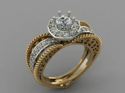 Love Ring Heart Shaped Diamond Ring 3D Print Model 3D print model