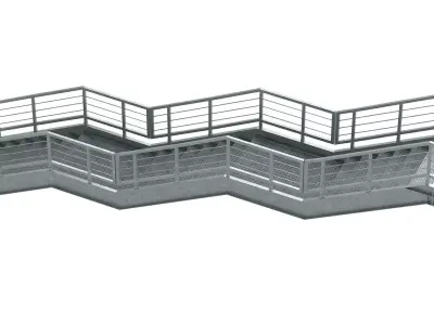 Metal Modular Industrial Staircase Builder set 02 3D model