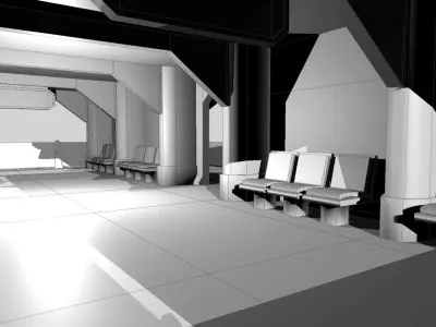SciFi Tram Station Low-poly 3D model