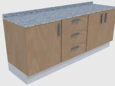 Cabinet 5 - Game Ready bathroom with granite counter top Low-poly 3D model