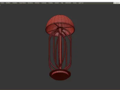Table Lamp White Shade Gold Low-poly 3D model