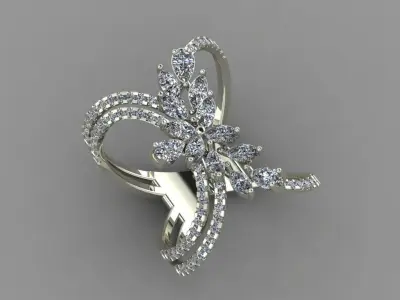 Marquies And Pear With Daimonds Beautiful Ring 3D Print Model 3D print model