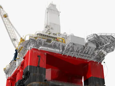  Offshore Oil Rig Platform Rigged 