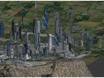 Future sci-fi urban architecture 3D model