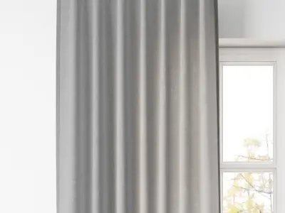 TEXTURED COTTON TAB-TOP DRAPE-Pottery Bar 3D model