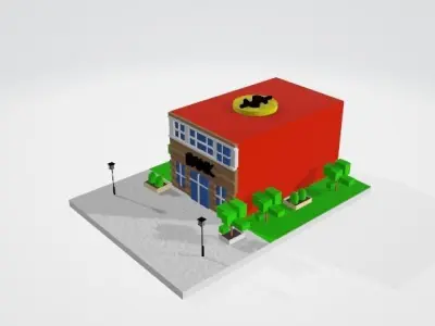 bank model building Low-poly 3D model