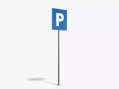 Parking Sign Low-poly 3D model