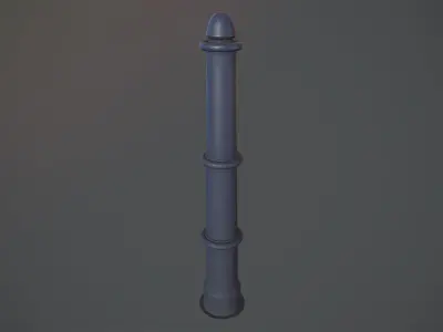 Barrier Bollard pack 5 Blue v2 Low-poly 3D model