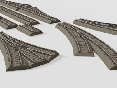 Various railroad track elements 3D model