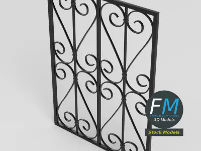 Wrought iron window grille 3D model